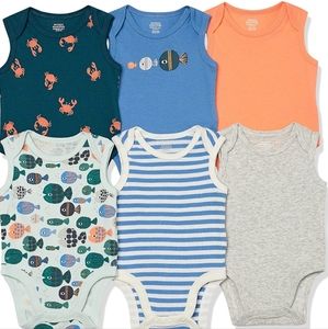 Amazon Essentials Unisex Baby 6-Pack Sleeveless Bodysuits , 12 Month.